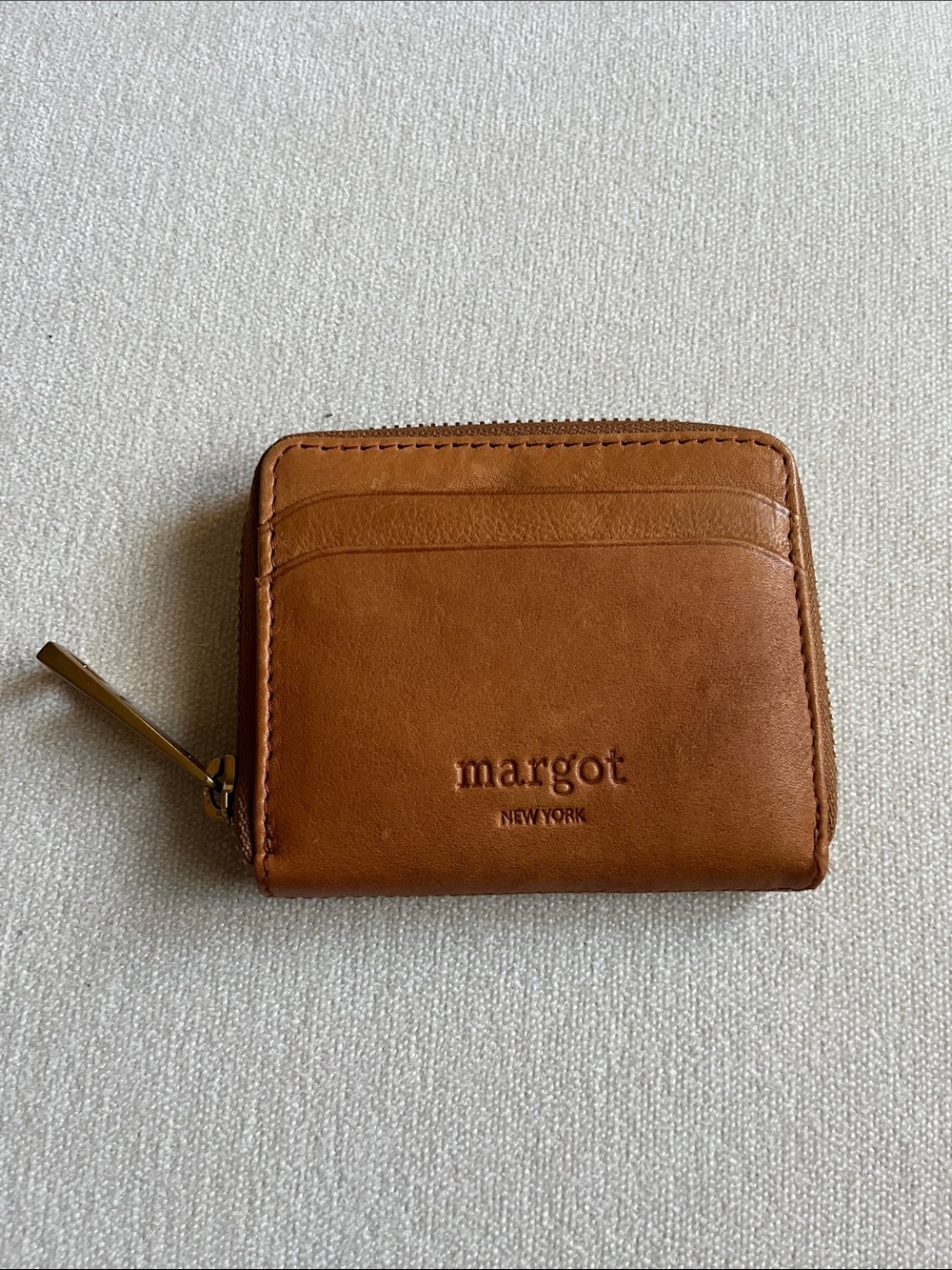Margot Tan Leather Zip Card Wallet